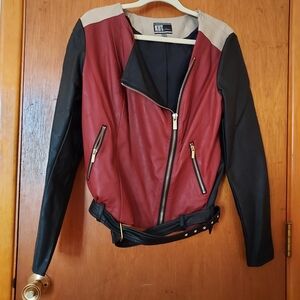 Kut from the Kloth Women's Red and Black Faux Leather Jacket